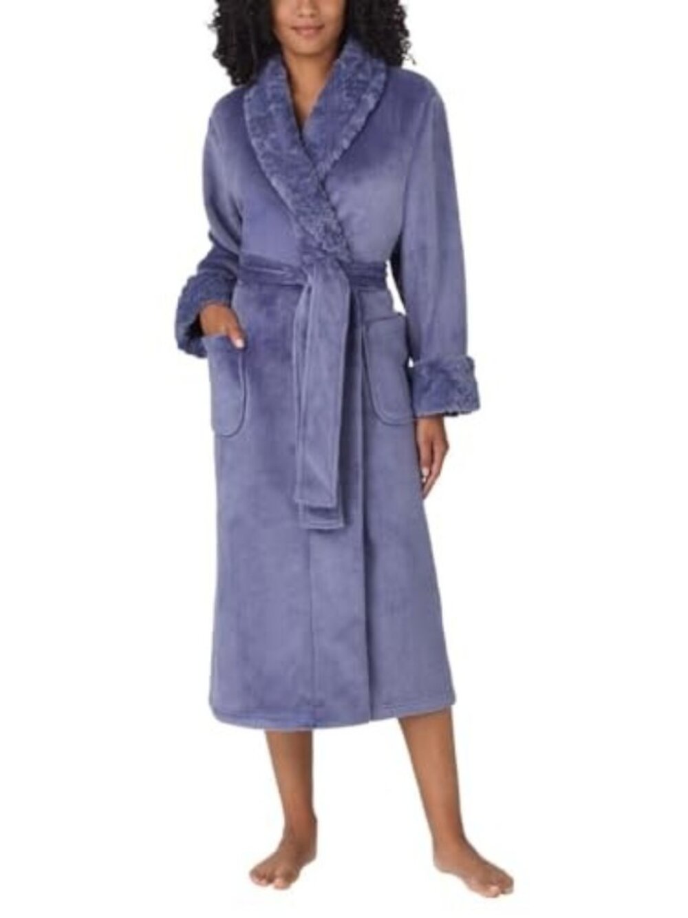 Women's Carole Hochman Plush Wrap Robe - Blue Indigo Undertone - M - NWT